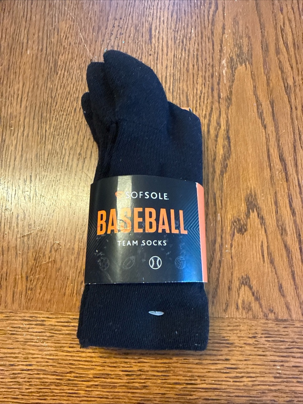 1 Black Sofsole Baseball Team Socks 2-pair Unisex: Mens 4-8 Womens 5-10